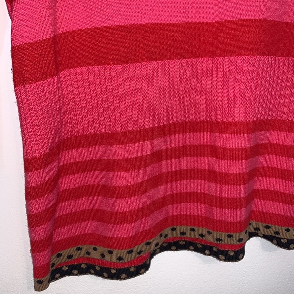 Skovhuus Striped Polka Dot 3/4 Sleeve Scoop neck Patterned Sweater Cinched Waist - Picture 4 of 8